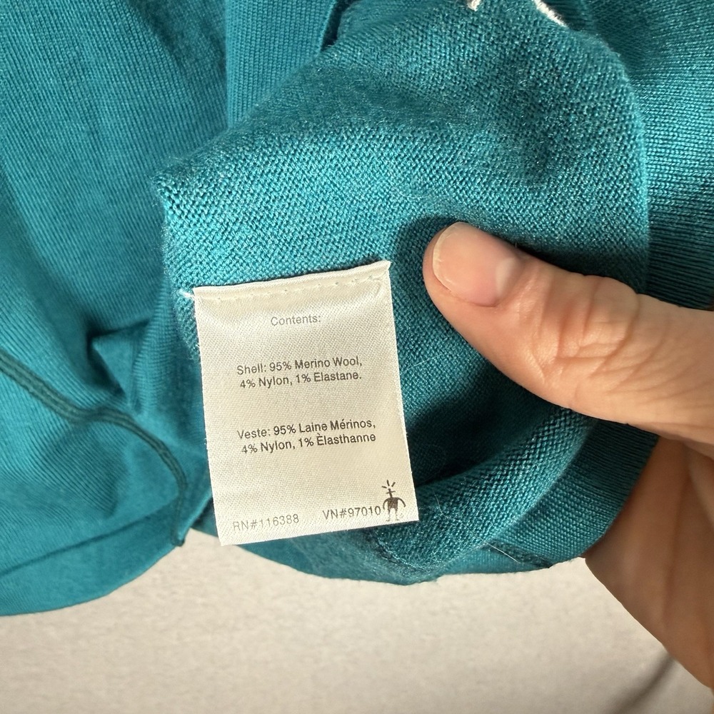 Smartwool Half Zip Womens Medium Merino Wool Ombré Teal Pullover Shirt - Picture 6 of 8